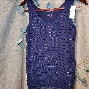 Ann Taylor Loft Navy Sheer Sequin Tank, Women's XS ~ NWT